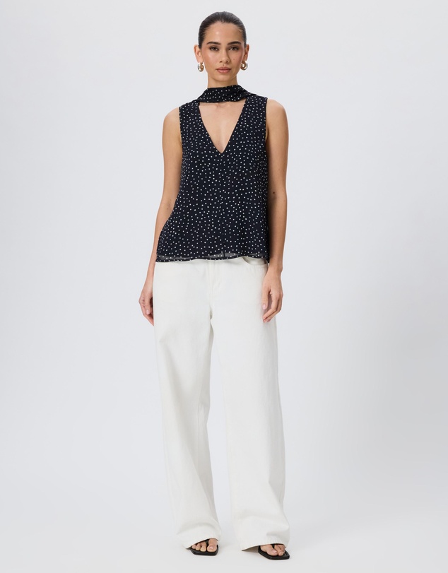 Tussah - Marcella Polka Dot V-Neck Scarf Top