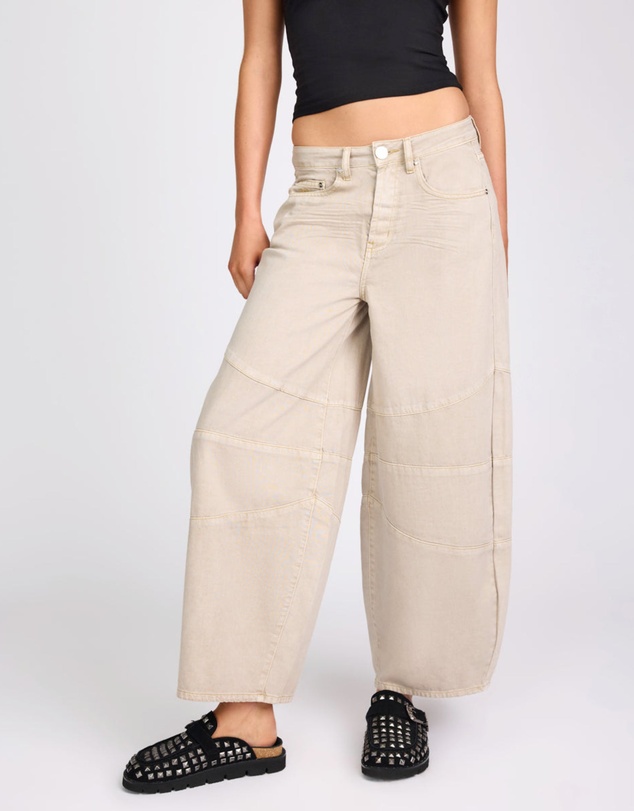 ONE TEASPOON - Barrel Mid Waist Wide Leg Denim Jeans - Stone