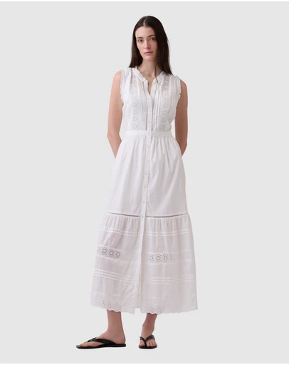 GAP - Sleeveless Lace Maxi Shirtdress