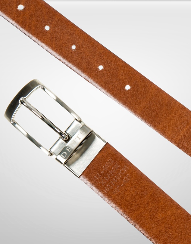 DENTS - Heritage Reversible Gloss Full Grain Leather Belt with Satin Nickel Buckle