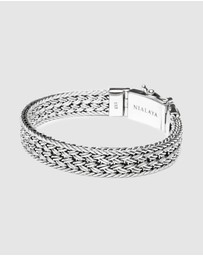 Nialaya Jewellery - Men's Silver Braided Chain Bracelet