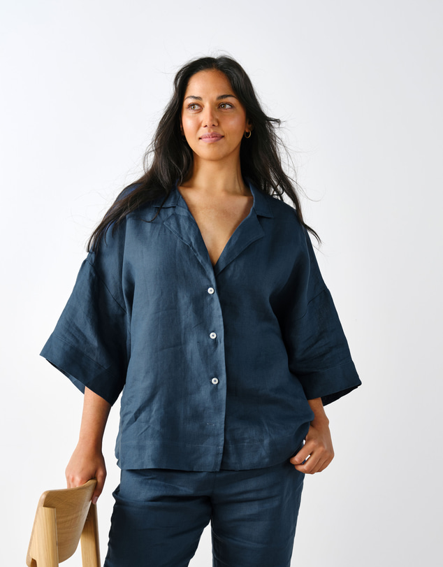 Linen House - Nimes Pure Linen Wide-Sleeved Shirt
