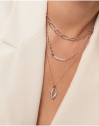 Ania Haie - Ania Haie Silver Pave Bar Chain Necklace
