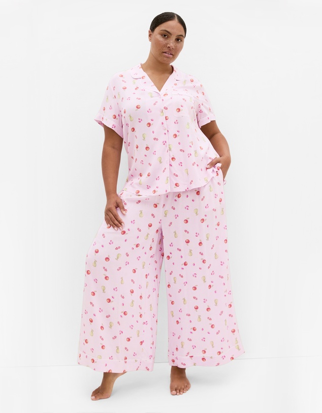 City Chic - Kitty Berry Print Pyjama Shirt