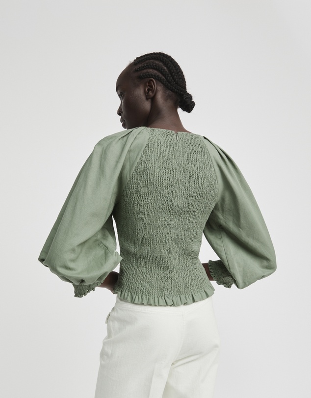 Witchery - Cotton Ramie Shirred Blouse