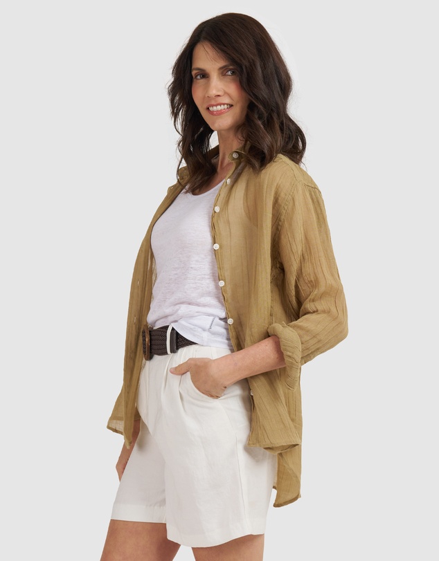 CAMIXA - Crinkle Oversized Linen Shirt