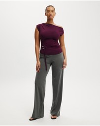 Cotton On - Georgie Off Shoulder Belt SS Top