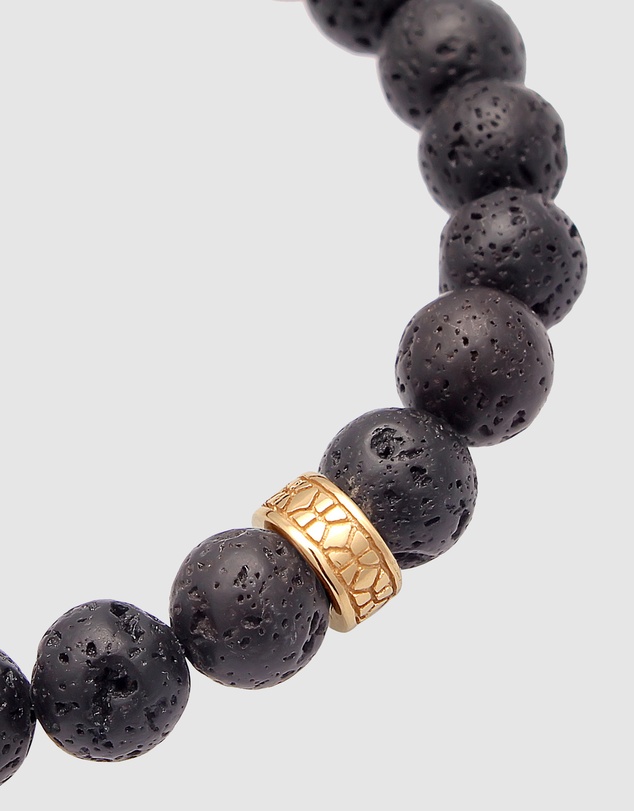 Kuzzoi - ICONIC EXCLUSIVE - Lava Stone Bracelet with Gold-Plated Silver Elements