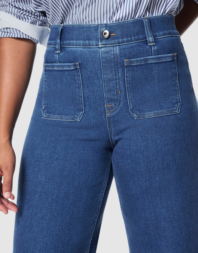Spanx - Airessentials-Cropped Wide Leg Washed Blue