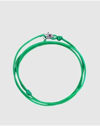 Nialaya Jewellery - Green Wrap-Around String Bracelet with Sterling Silver Lock