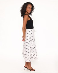 Petal & Pup - Lucia Tiered Midi Skirt - White Polka Dot
