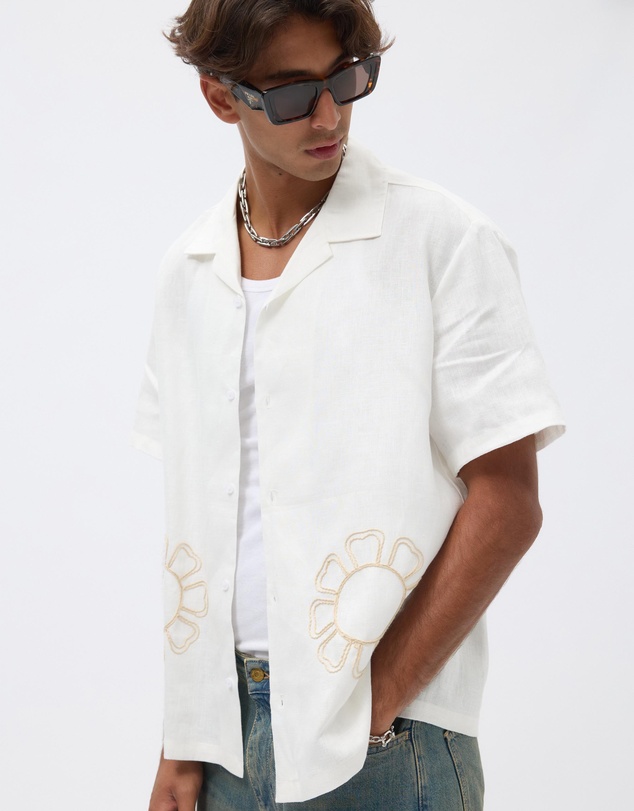 AERE - Embroidery Detail Linen Shirt