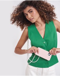 LOUVE COLLECTION - Dusty Pink Phone Case + Pearl Crossbody Chain