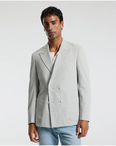 Calibre - Tech Seersucker Double Breasted Blazer Silver