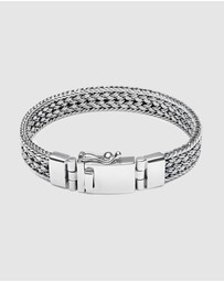 Nialaya Jewellery - Men's Silver Braided Chain Bracelet