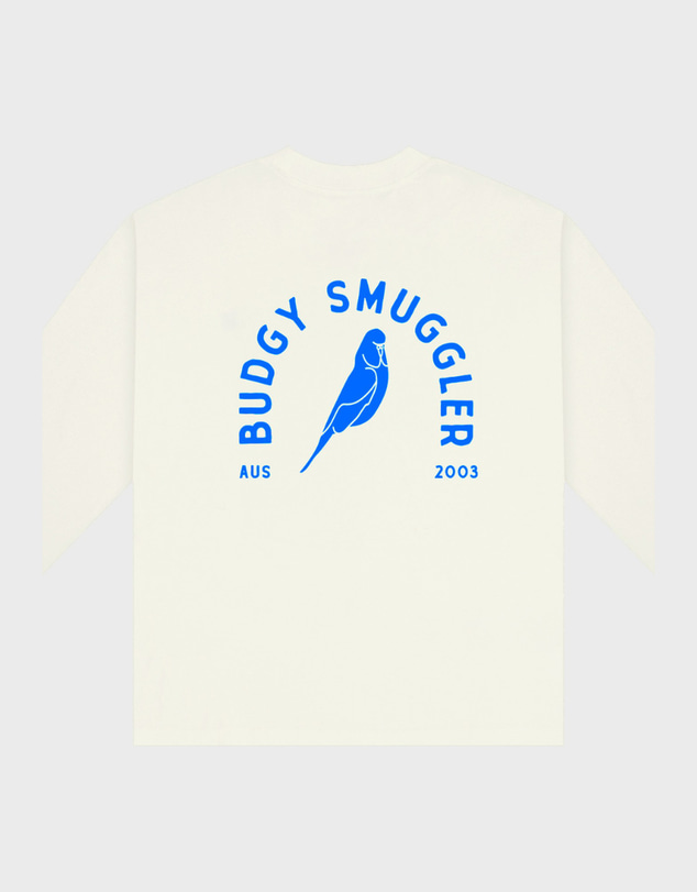Budgy Smuggler - White Long Sleeve Tee with Budgy Arch
