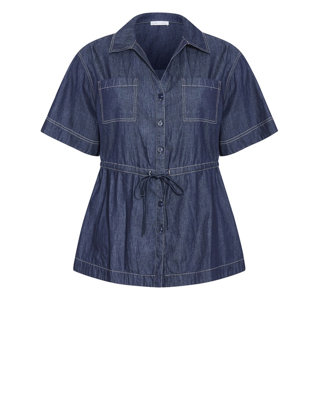 City Chic - Plus size Mikayla Denim Shirt - dark wash