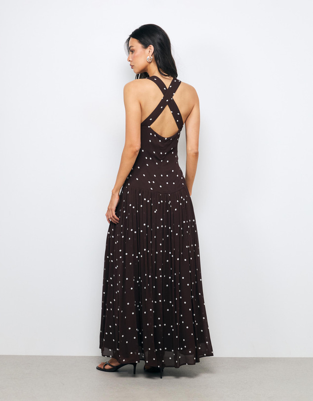 AERE - Eris Polka Dot Cross Back Maxi Dress