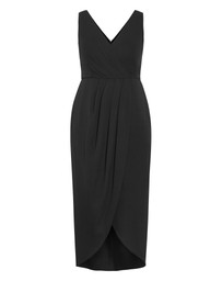 City Chic - Plus size Cherish V Drape Maxi Dress - black