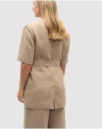Seed Heritage - Linen Crossdye Tie Waist Jacket