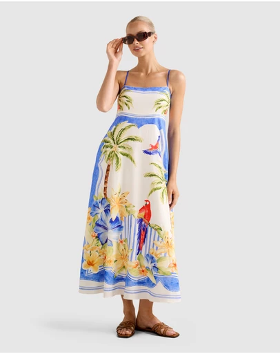 Forever New - Bianca Printed Linen Midi Dress