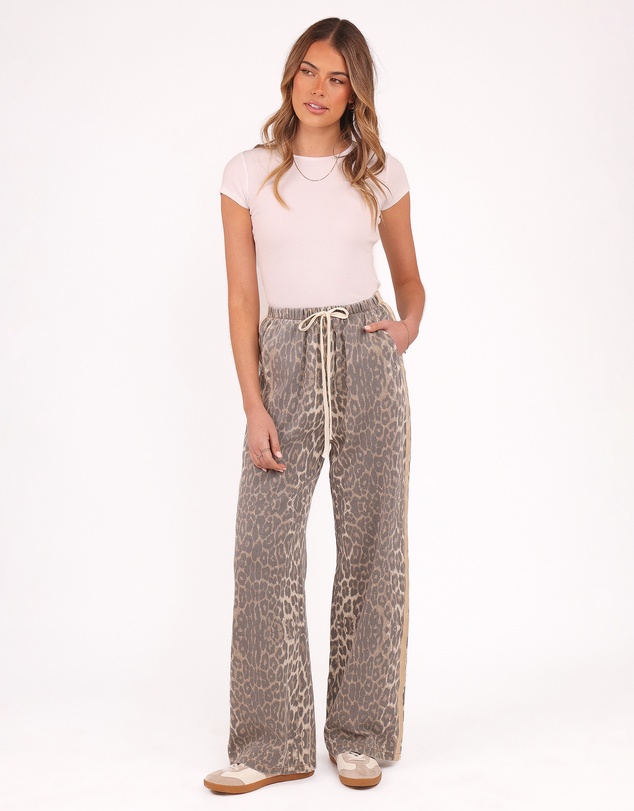 Petal & Pup - Fletcher Denim Racer Pants - Leopard