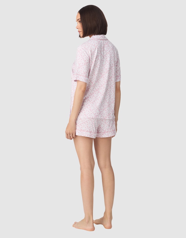 DKNY - Logo Print Viscose Jersey Short Sleeve Button Up Short Pyjama Set