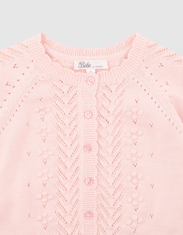 Bebe by Minihaha - Girls Organic Pointelle Cardigan 3-7Y