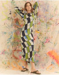 KINGA CSILLA - Oro Tile Olive Maxi Dress