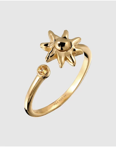 Elli Jewelry - Sunburst Ring in Gold-Plated 925 Sterling Silver