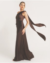 Six Stories - One Shoulder Drape Detail Satin Bridesmaid Dress