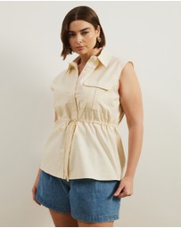 Atmos&Here Curvy - Charlotte Sleeveless Longline Linen Top
