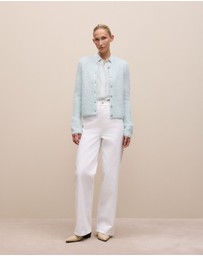 Trenery - Silk Concealed Placket Shirt in Faint Blue