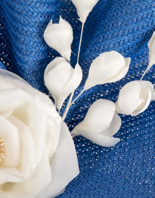 Fillies Collection - Bespoke Sculpted Blue Cream Racing Fascinator