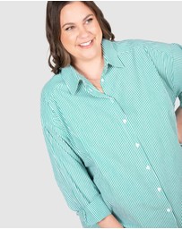 Love Your Wardrobe - Leah Stripe Curved Hem Over Shirt