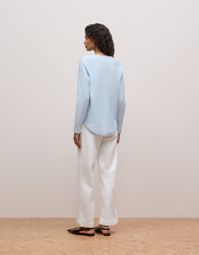 Trenery - Ottoman Marle Long Sleeve T-shirt in Sky