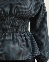 Atmos&Here - Nerissa Check Smocked Long Sleeve Top