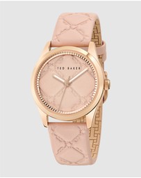 Ted Baker - Coolly Rose Gold-Tone Pink Embossed Leather Watch