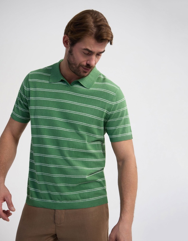 Oxford - Basey Linen Blend Striped Polo
