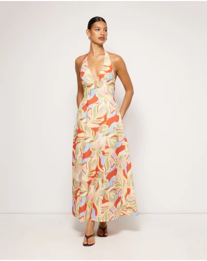 AERE - Brooke Linen Halter Midi Dress