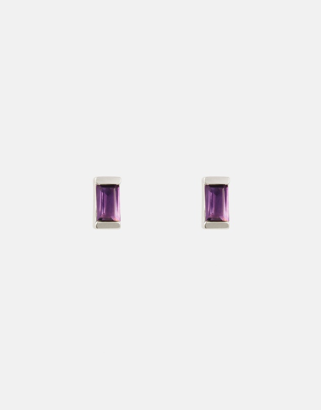 Kirstin Ash - Baguette Birthstone Studs February - Amethyst