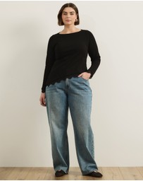 Atmos&Here Curvy - Sienna Long Sleeve Lace Jersey Top