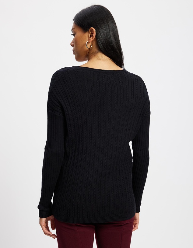 Lindsay Nicholas New York - V-Neck Cable Sweater