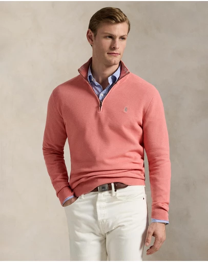 Polo Ralph Lauren - Mesh-Knit Cotton Quarter-Zip Sweater