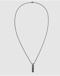 Kuzzoi - ICONIC EXCLUSIVE - Necklace Rod Pendant Rectangle in 925 Sterling Silver Oxidised