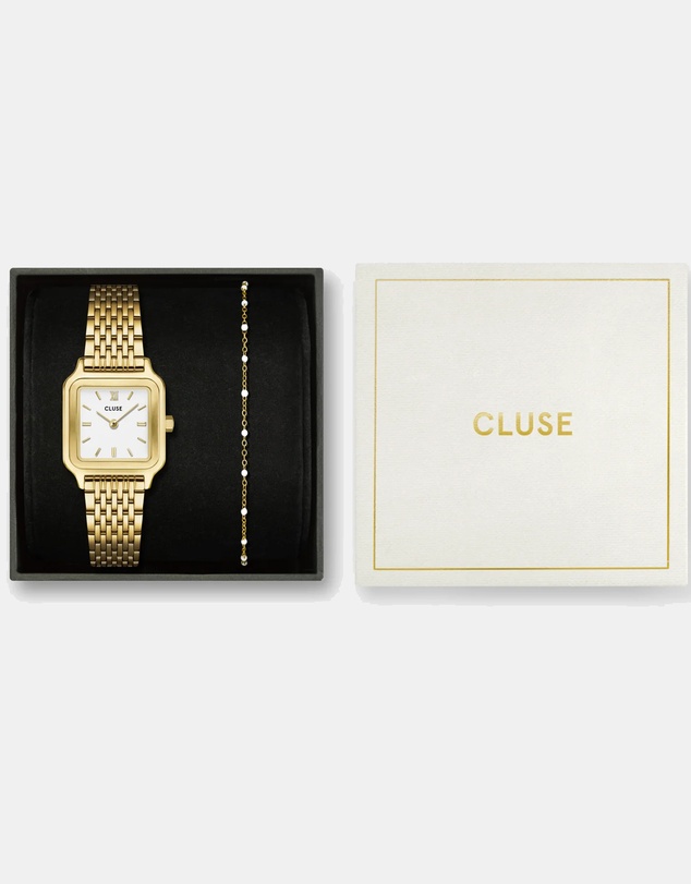 Cluse - Gracieuse Petite Gold Link & White Epoxy Bracelet Gift Set