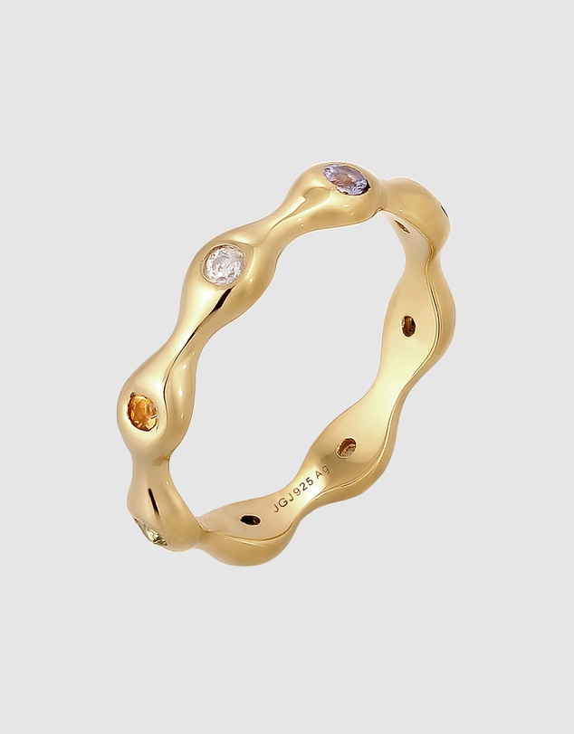 Elli Jewelry - Rainbow Eternity Band Ring in Vermeil 925 Silver