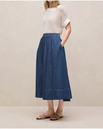 Trenery - Soft Denim Skirt in Mid Blue