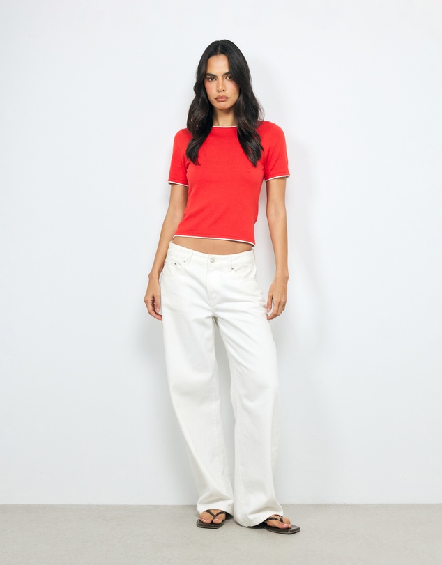 AERE - Ayla Contrast Organic Cotton Knit Top