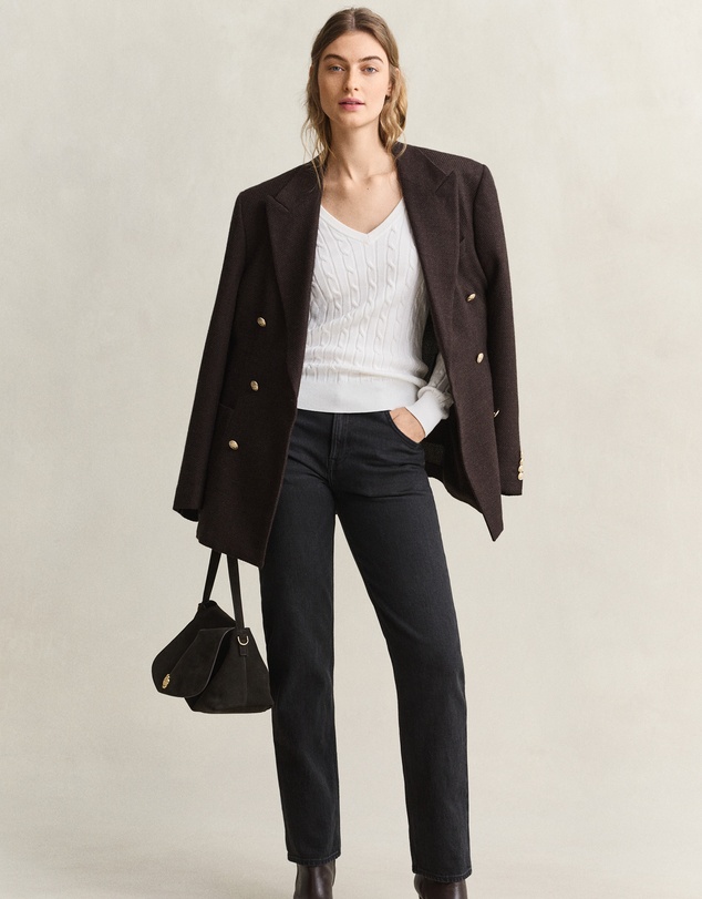 Gant - Stretch Cotton Cable V-Neck Knit